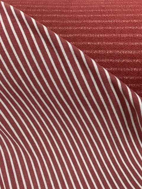 French Terry Stripe - Merlot/White