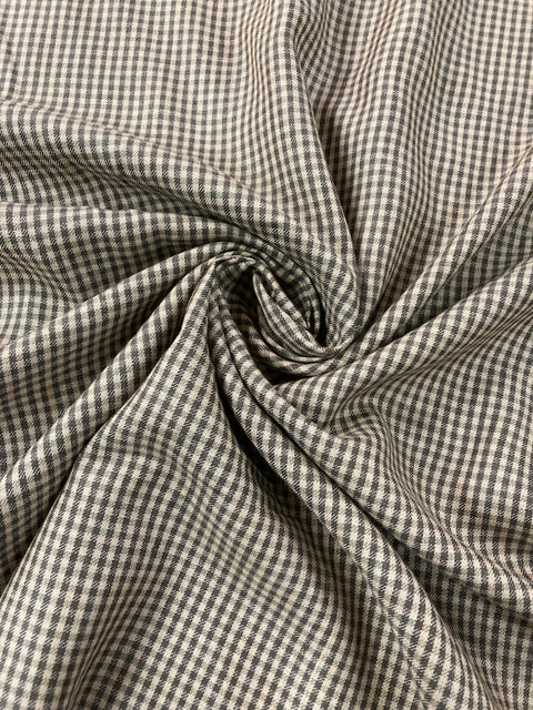 Linen - Houndstooth Plaid - Green / Natural