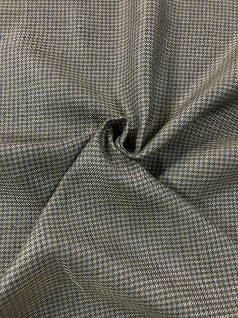 Linen - Houndstooth Plaid - Green / Blue