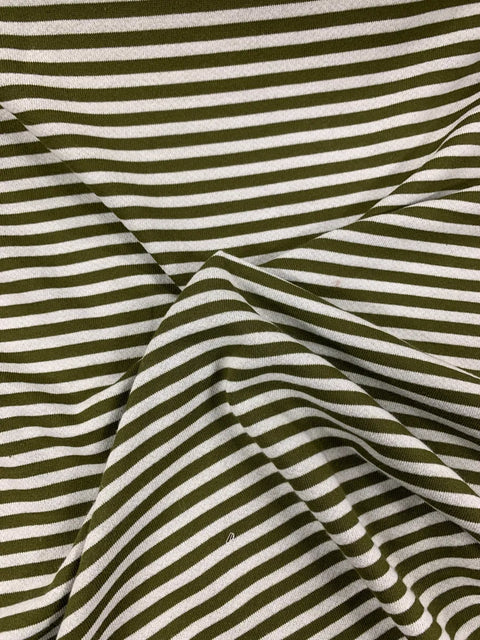 French Terry Stripe - Palm Green/White