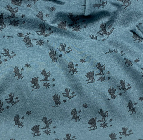 French Terry - Mommy's Little Monsters Slate Blue